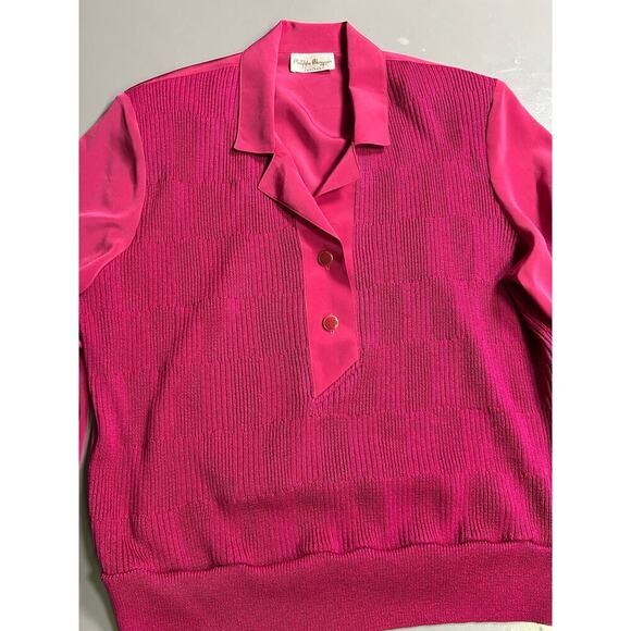 Philippe Marques Petites Long Sleeve Fuchsia Vintage Blouse Size 10 - Picture 2 of 7
